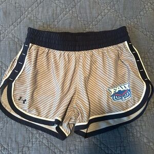 Under Armour Women's Striped Tan and Black Shorts